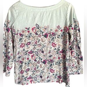 LOFT Floral Top Boat Neck S